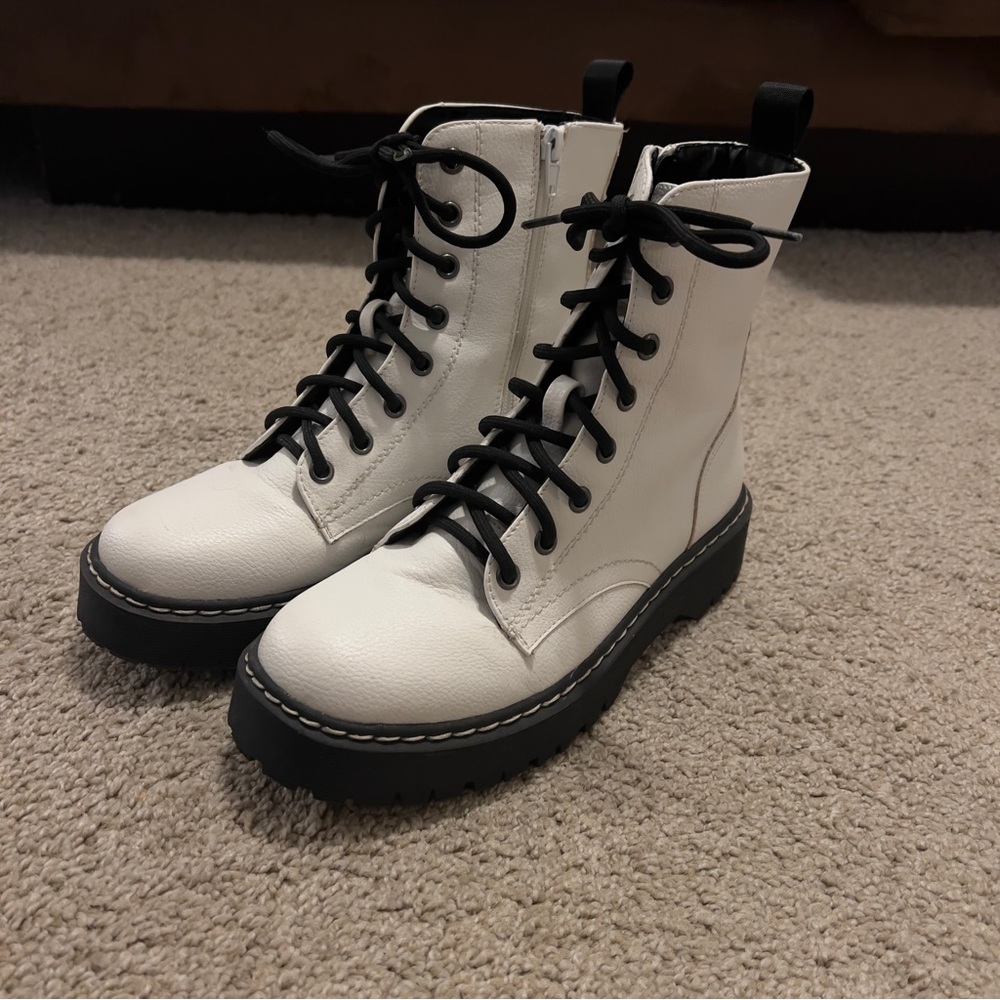 White combat boots